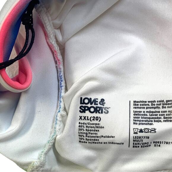 NWT Love & Sports Knotted Tie Swim Top Bikini Multi Colored Size XXL (20) - Picture 4 of 4